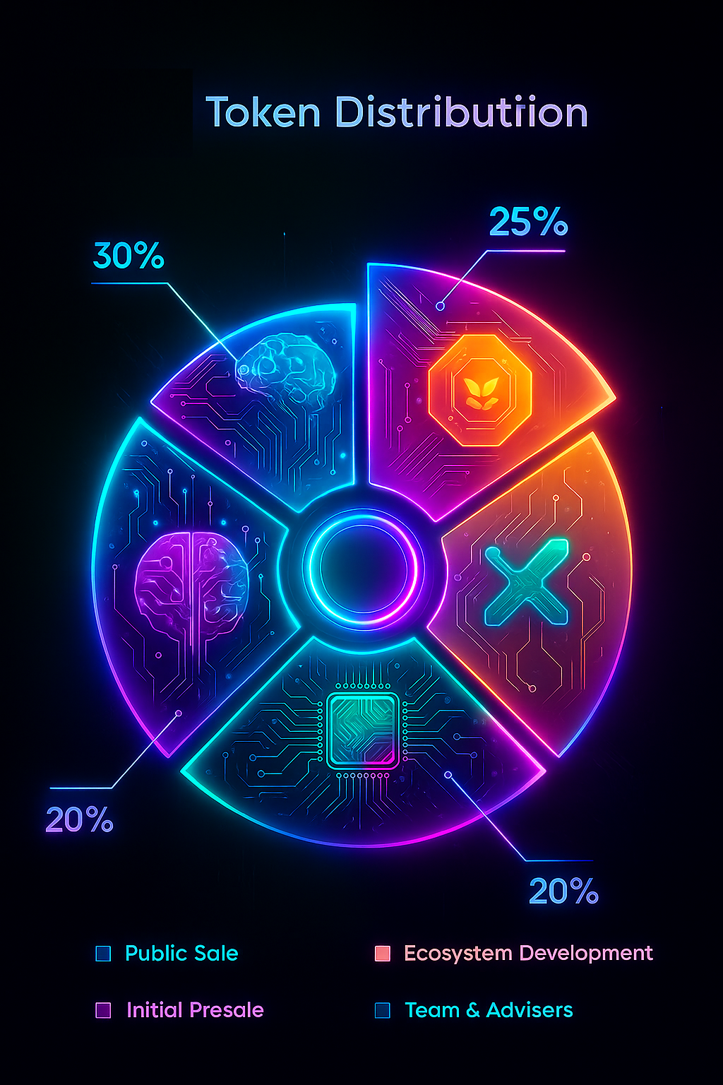 Pie chart of GROK559T token distribution